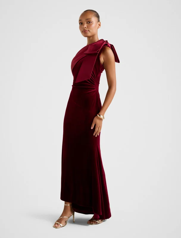 forever new  DELTA Velvet Bow Maxi Dress for Women | Best Price UAE
